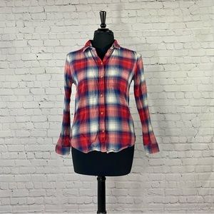 American Eagle Outfitters, Vintage Boyfriend white, red and blue plaid. Small